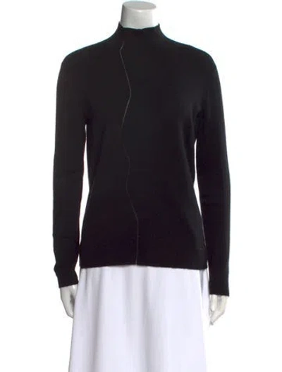 Pre-owned Akris Punto Mock Neck Sweater In Black