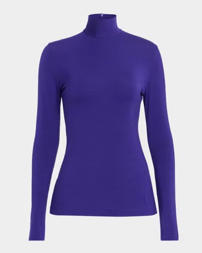 Akris Punto Modal Jersey Mock-neck Shirt In Purple