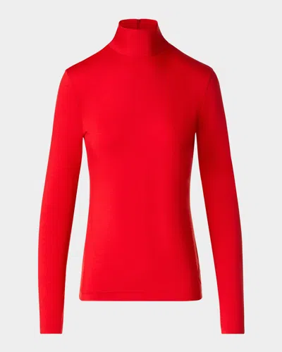 Akris Punto Modal Jersey Mock-neck Shirt In Red