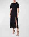 Akris Punto Moss Crepe Midi Dress With Half Circle Waistline In Black