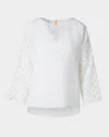 Akris Punto Multi Polka Dot Organzino Boxy Blouse In Cream