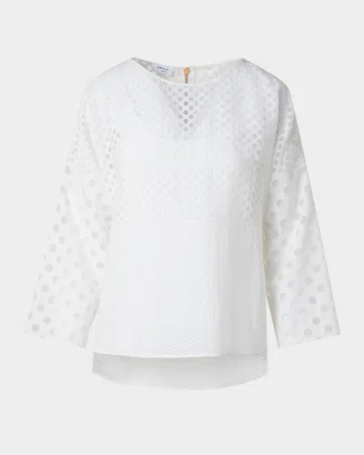 Akris Punto Multi Polka Dot Organzino Boxy Blouse In Cream