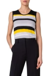 Akris Punto Multicolor Stripe Merino Wool Sweater Tank In Black-yellow-tin