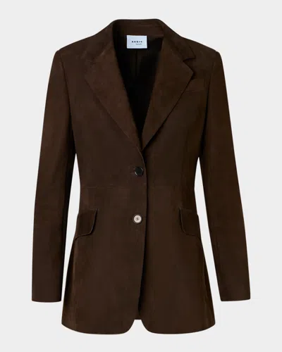 AKRIS PUNTO NAPPA SUEDE SINGLE-BREASTED BLAZER JACKET