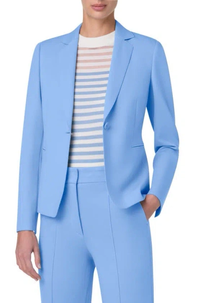 Akris Punto One-button Double Face Wool Blazer In Blue