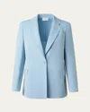 Akris Punto One-button Linen Boyfriend Blazer In Sky