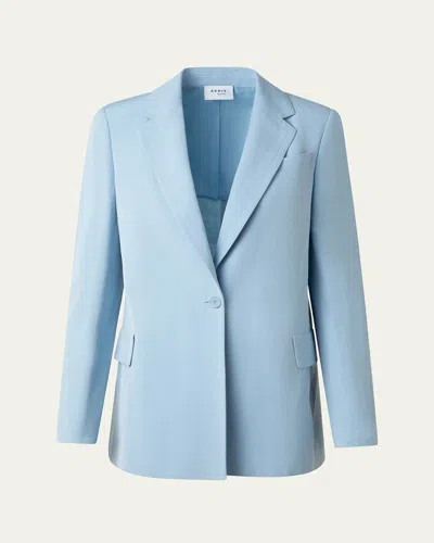 AKRIS PUNTO ONE-BUTTON LINEN BOYFRIEND BLAZER