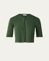 Akris Punto One Button Merino Wool Cropped Cardigan In Laurel