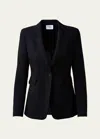 Akris Punto One-button Wool Long Body Blazer Jacket In Black