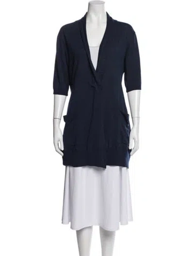 Pre-owned Akris Punto Open Front Sweater In Blue