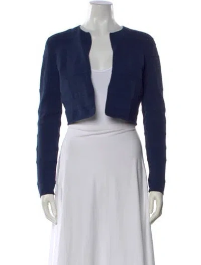 Pre-owned Akris Punto Open Front Sweater In Blue