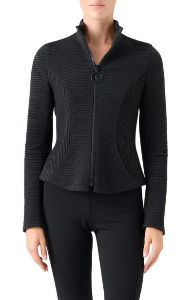 Akris Punto Ottoman Knit Jacket In Black