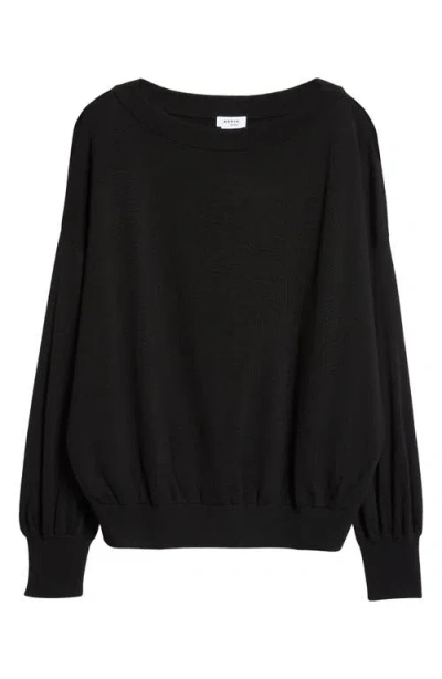 Akris Punto Oversize Boat Neck Virgin Wool Sweater In Black