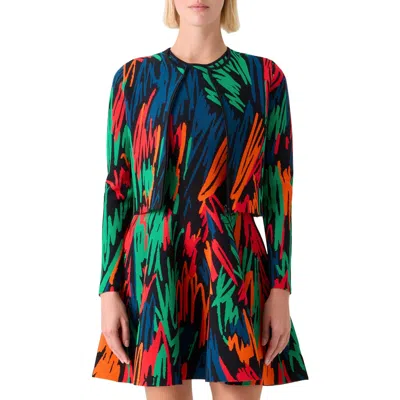 Akris Punto Oversize Scribble Jacquard Cardigan In Multi