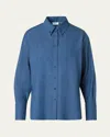 Akris Punto Oversize Denim Button-down Shirt In Blue
