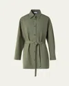 Akris Punto Oversized Cotton Poplin Belted Tunic Blouse In Green
