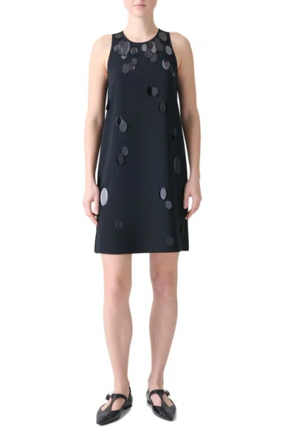Akris Punto Paillette Detail Heavy Crepe Shift Dress In Black