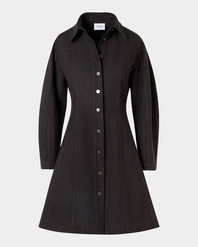 Akris Punto Panel Winter Denim Shirtdress In Black