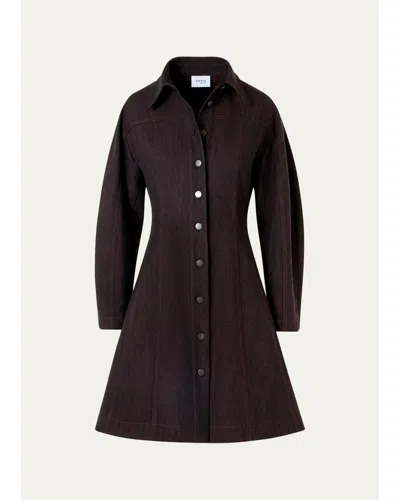 Akris Punto Panel Winter Denim Shirtdress In Espresso