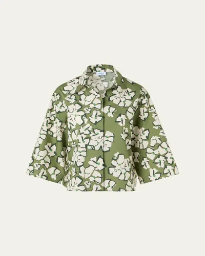 Akris Punto Papercut Flower Print Cotton Poplin Button-down Shirt In Multi