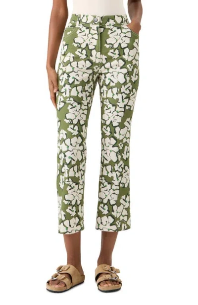 Akris Punto Papercut Flowers Crop Straight Leg Jeans In Multi