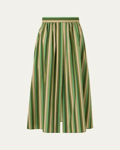 Akris Punto Parasol Striped Cotton Poplin Midi Skirt In Multi