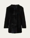 Akris Punto Patchwork Lamb Shearling Coat In Black