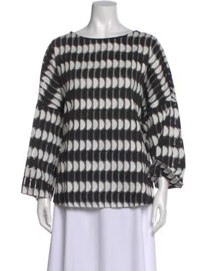 Pre-owned Akris Punto Patterned Bateau Neckline Blouse In Black
