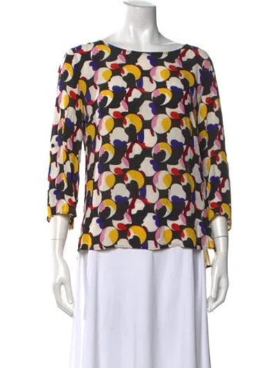 Pre-owned Akris Punto Patterned Bateau Neckline Blouse In White