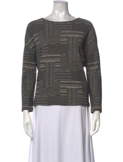 Pre-owned Akris Punto Patterned Bateau Neckline Sweater In Black