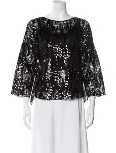 Pre-owned Akris Punto Patterned Bateau Neckline Top In Black