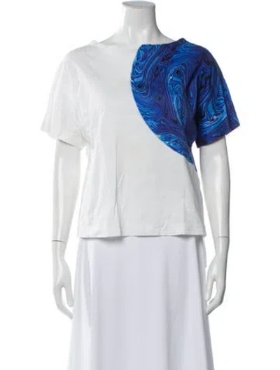 Pre-owned Akris Punto Patterned Bateau Neckline T-shirt In White
