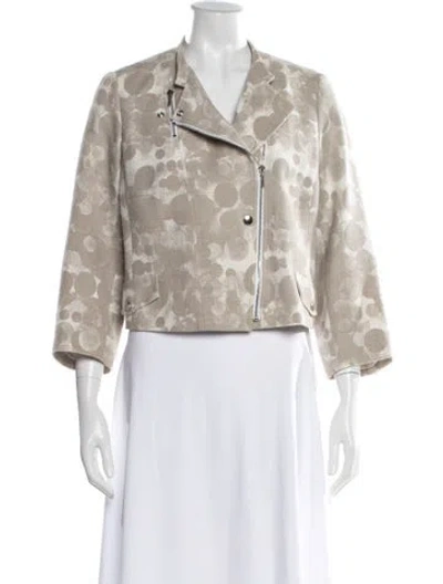 Pre-owned Akris Punto Patterned Biker Jacket In Neutral