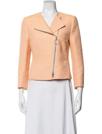 Pre-owned Akris Punto Patterned Biker Jacket In Orange