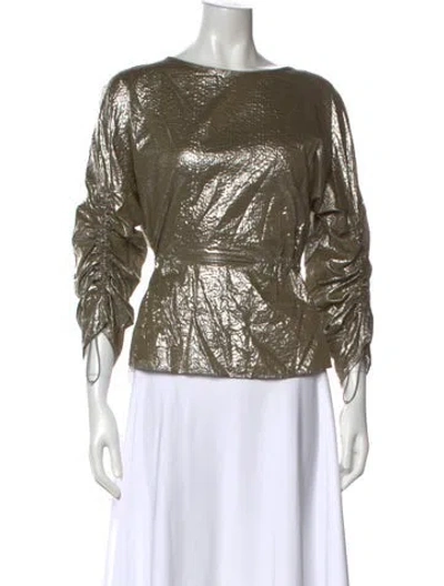 Pre-owned Akris Punto Patterned Crew Neck Blouse