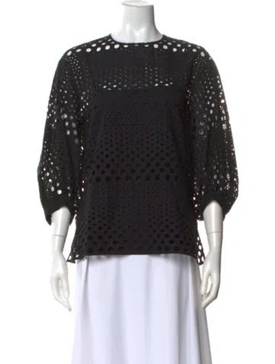 Pre-owned Akris Punto Patterned Crew Neck Top In Black