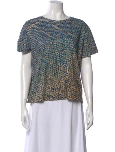 Pre-owned Akris Punto Patterned Crew Neck T-shirt In Blue