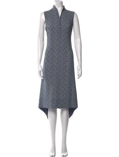 Pre-owned Akris Punto Patterned Knee-length Dress In Blue