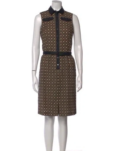 Pre-owned Akris Punto Patterned Knee-length Dress In Brown