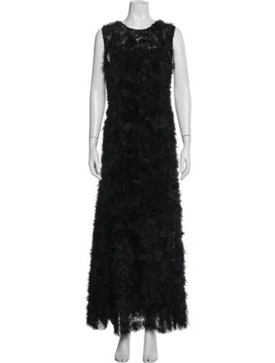 Pre-owned Akris Punto Patterned Long Dress In Black