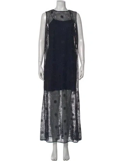 Pre-owned Akris Punto Patterned Long Dress In Blue