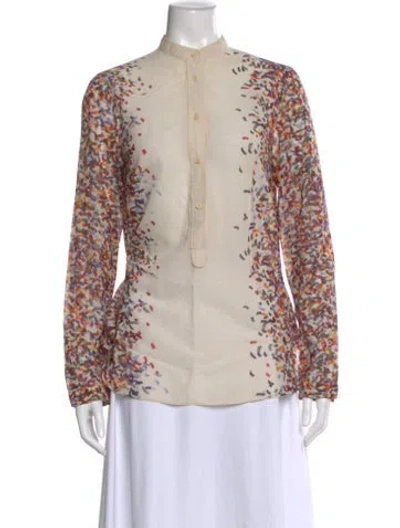 Pre-owned Akris Punto Patterned Long Sleeve Blouse In Neutral