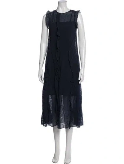 Pre-owned Akris Punto Patterned Midi Length Dress In Blue