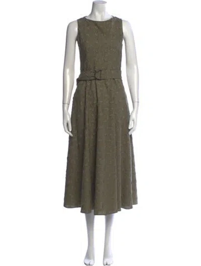 Pre-owned Akris Punto Patterned Midi Length Dress In Green