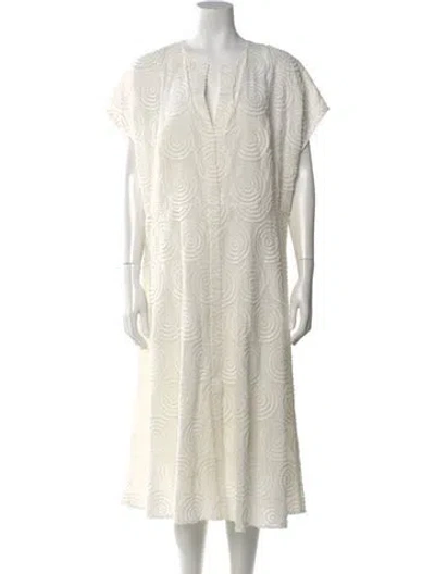 Pre-owned Akris Punto Patterned Midi Length Dress In White