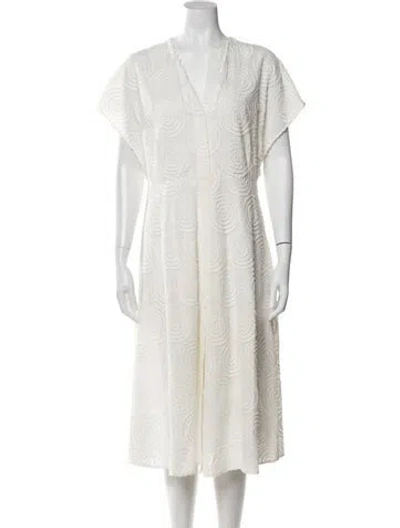 Pre-owned Akris Punto Patterned Midi Length Dress In White