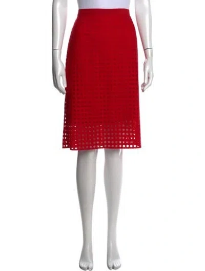 Pre-owned Akris Punto Patterned Midi Length Skirt In Red