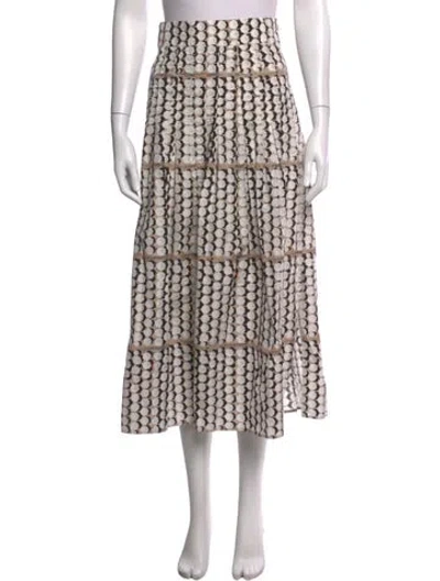 Pre-owned Akris Punto Patterned Midi Length Skirt In White