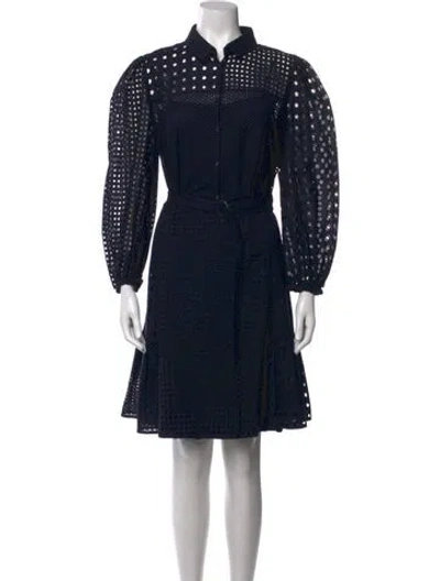 Pre-owned Akris Punto Patterned Mini Dress In Blue