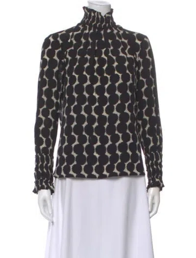 Pre-owned Akris Punto Patterned Mock Neck Blouse In Black